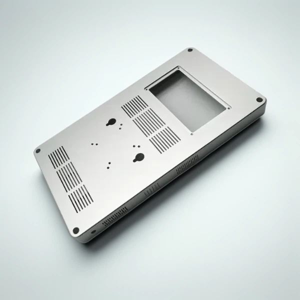 Kundenspezifisches CNC-bearbeitetes elektronisches Gehäuse aus Aluminium 6061 mit klarer Iriditoberfläche.
