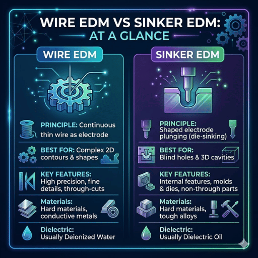 A colpo d'occhio Wire EDM vs Sinker EDM