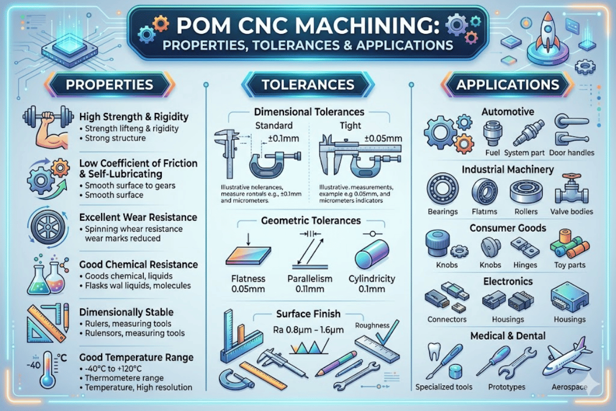POM CNC-bewerkingseigenschappen, toleranties en toepassingen