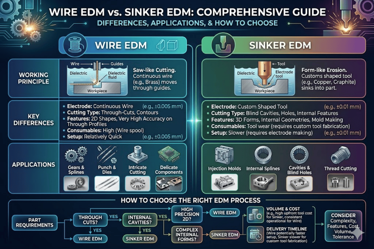 EDM del cavo vs EDM del sinker Differenze, applicazioni e come scegliere