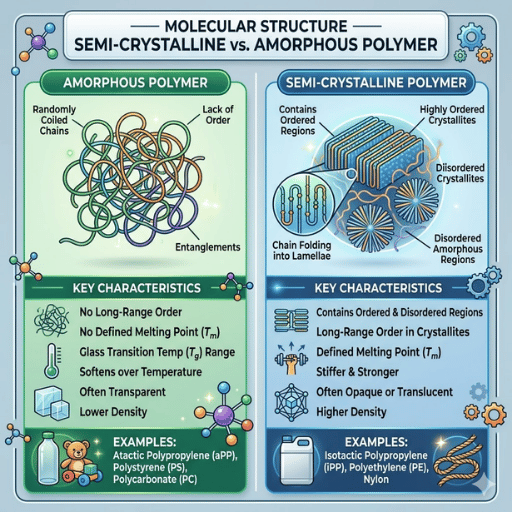 Molekulare Struktur Halbkristallines vs. Amorphes Polymer
