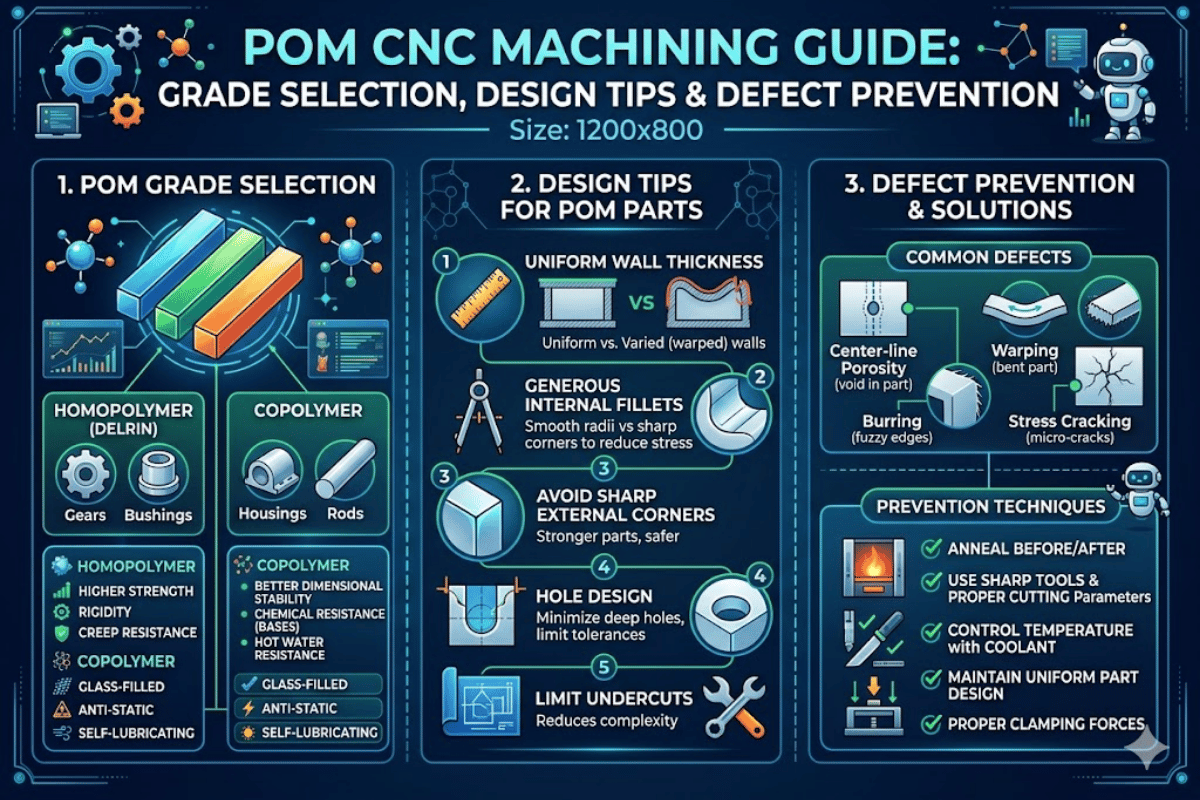 POM CNC-bewerkingskwaliteitsselectie, ontwerptips en defectpreventie