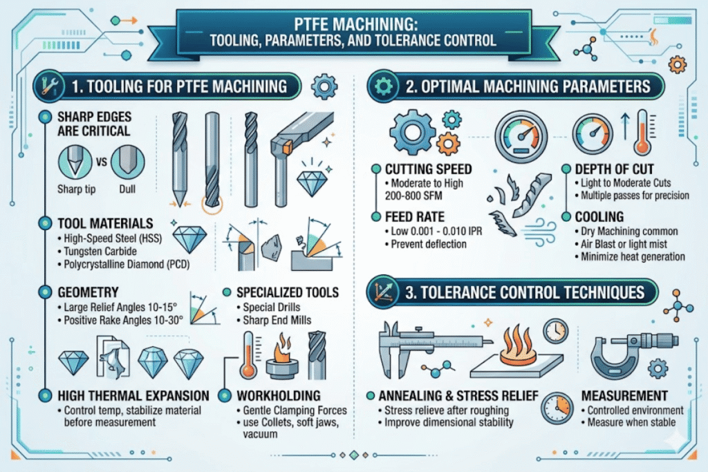 PTFE Machining: Tooling, Parameters, and Tolerance Control - Lecreator