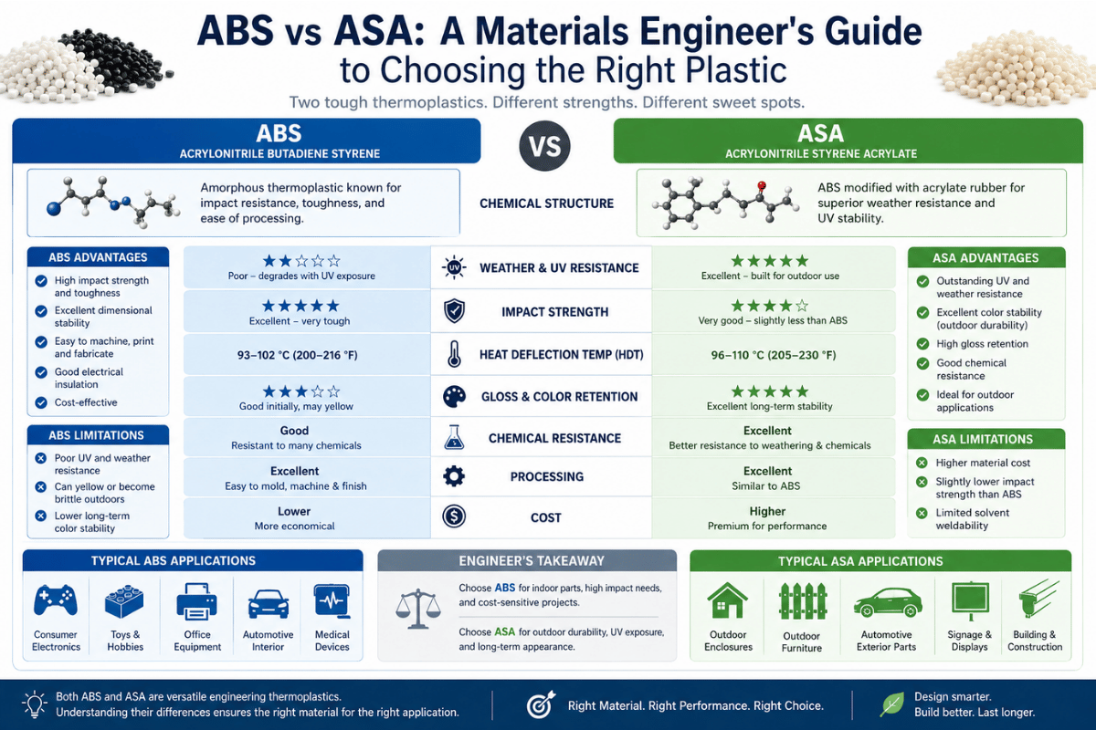 ABS vs ASA A Materials Engineer's Guide to Choosing the Right Plastic