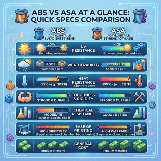 ABS vs ASA at a Glance Quick Specs Comparison