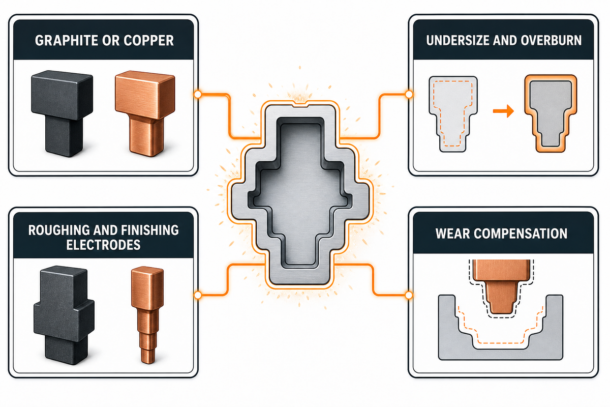 Electrode Design: Graphite vs Copper, Overburn and Wear Allowance
